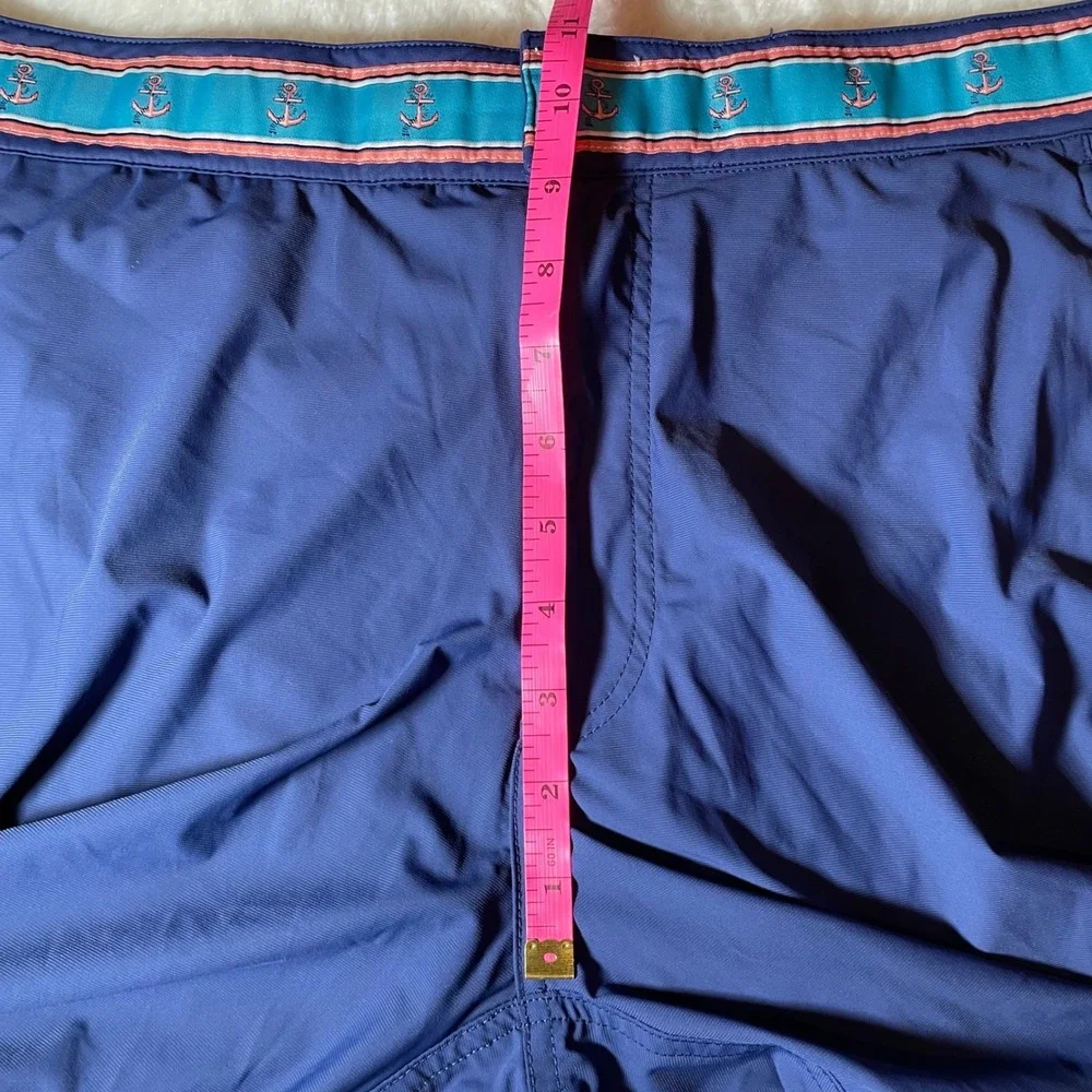 Okaicos Mens Navy Blue‎ Anchor Waistband Swim Trunks Board Shorts Sz 32 Coastal
